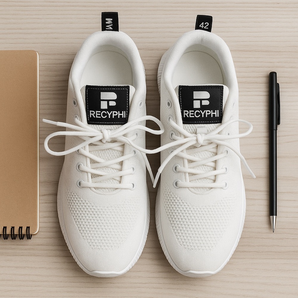 RECYPHI All-White Knit Sneakers | Men’s Size 42 (US 9)
